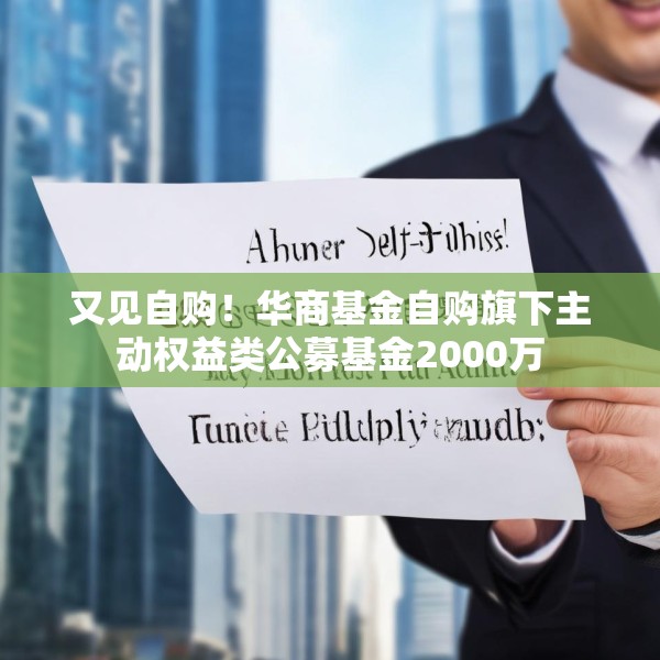 又见自购！华商基金自购旗下主动权益类公募基金2000万