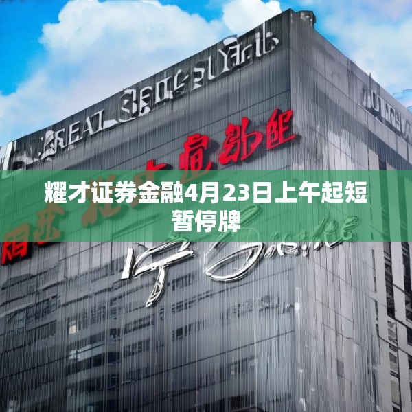 耀才证券金融4月23日上午起短暂停牌
