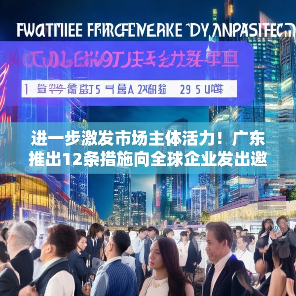 进一步激发市场主体活力！广东推出12条措施向全球企业发出邀约