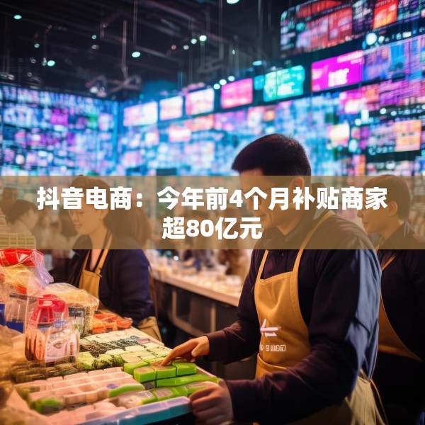抖音电商：今年前4个月补贴商家超80亿元