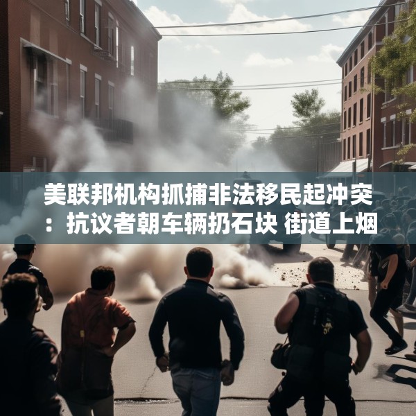 美联邦机构抓捕非法移民起冲突：抗议者朝车辆扔石块 街道上烟雾弥漫