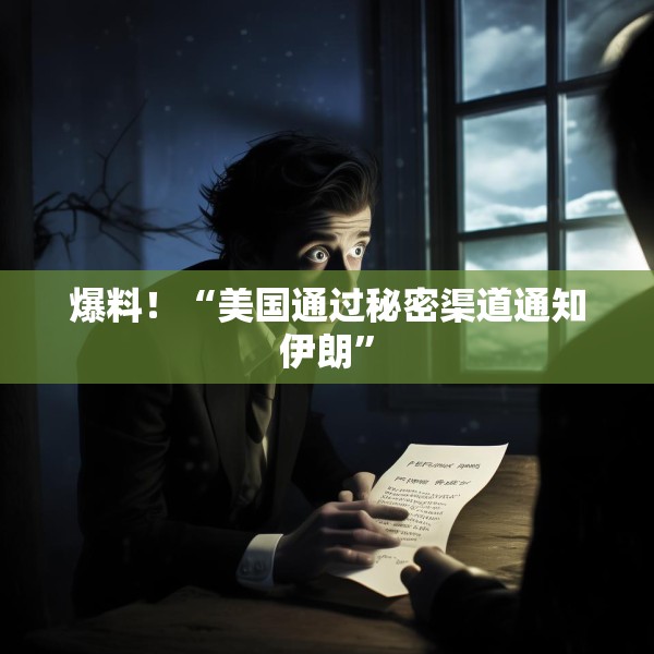爆料！“美国通过秘密渠道通知伊朗”