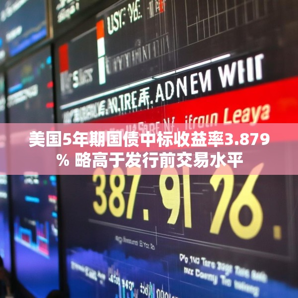 美国5年期国债中标收益率3.879% 略高于发行前交易水平