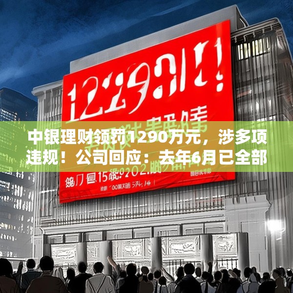 中银理财领罚1290万元，涉多项违规！公司回应：去年6月已全部整改完毕