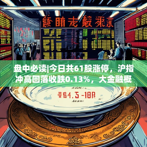盘中必读|今日共61股涨停，沪指冲高回落收跌0.13%，大金融概念走强