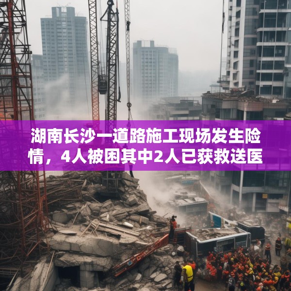湖南长沙一道路施工现场发生险情，4人被困其中2人已获救送医院